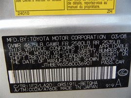2008 Lexus GS350 Silver 3.5L AT #Z24713
